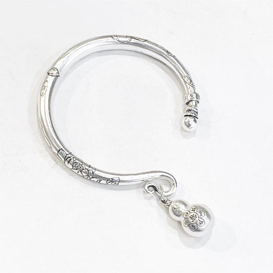 Ancient Lotus Gourd Sterling Silver Bracelet - jewelry - weilin.com