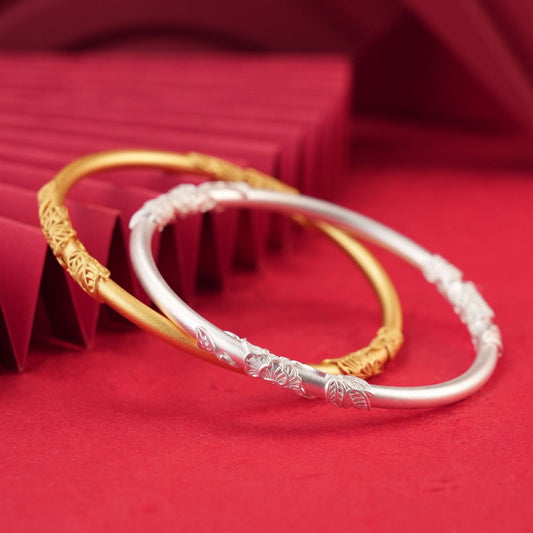 Ancient round stick sterling silver bracelet - jewelry - weilin.com