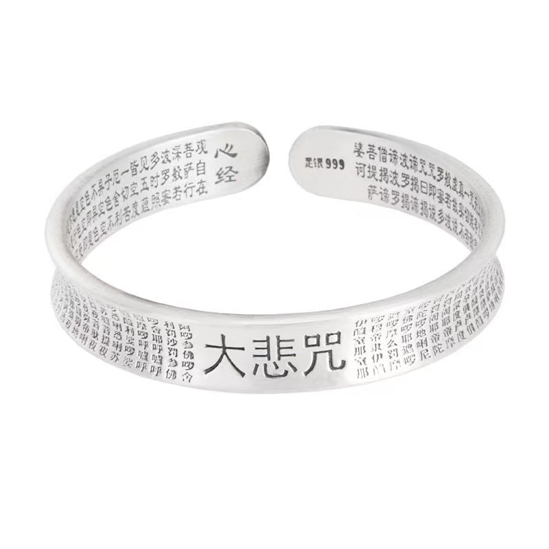 Ancient scripture sterling silver bracelet - jewelry - weilin.com
