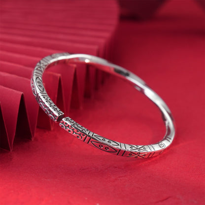 Ancient square stick sterling silver bracelet - jewelry - weilin.com