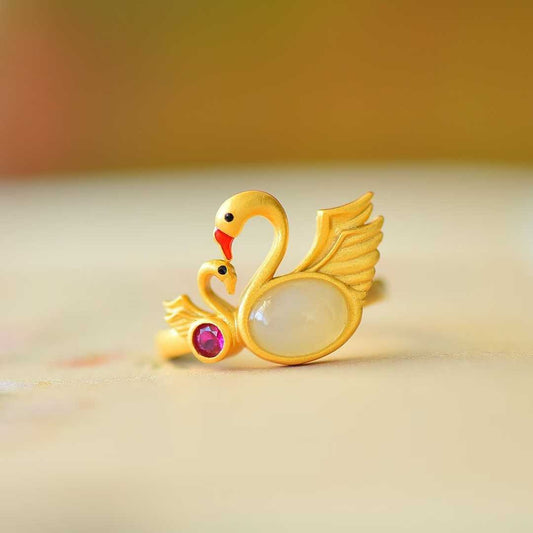 Ancient - Style Silver Swan Three - Piece Set - jewelry - weilin.com