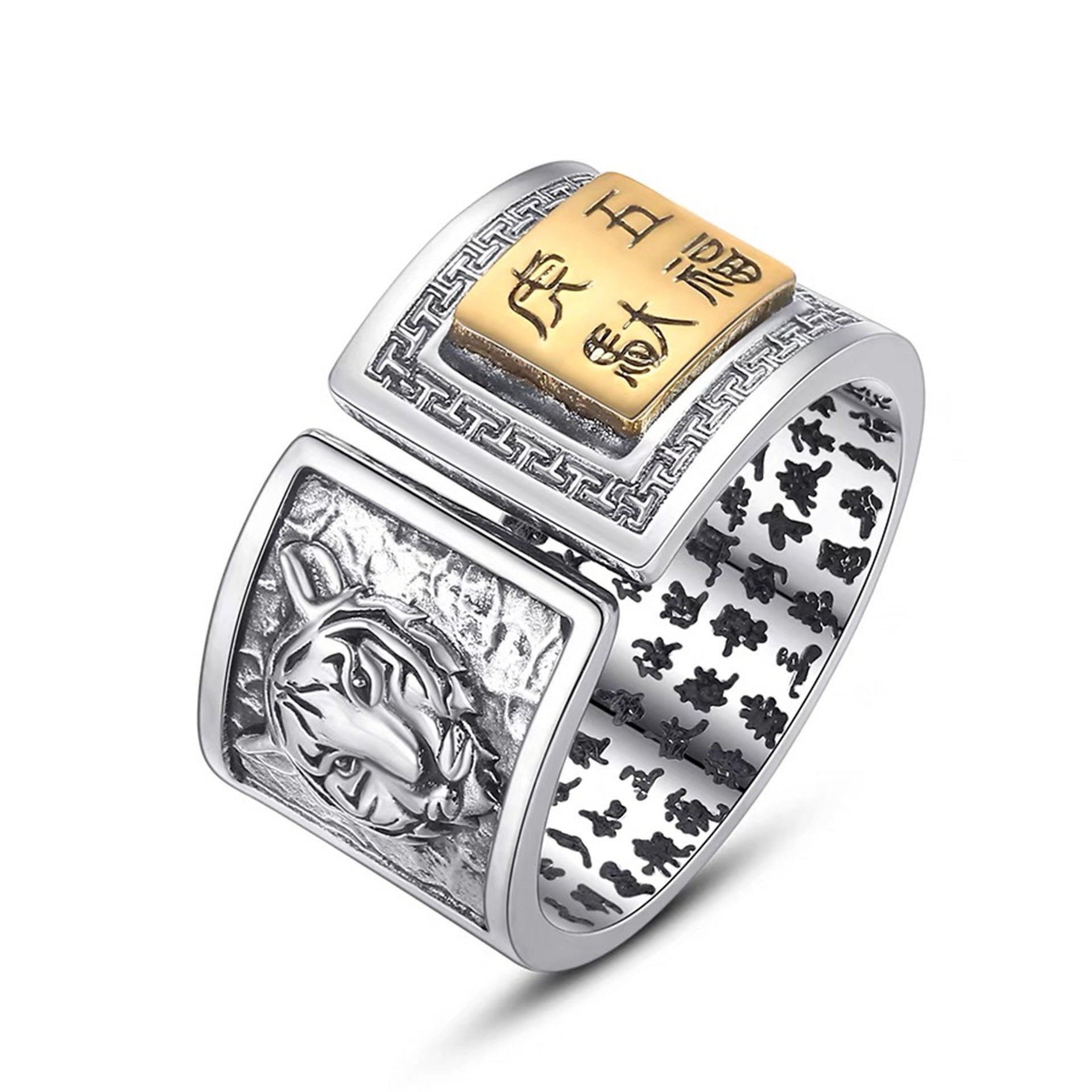 Ancient style twelve zodiac sterling silver ring - jewelry - weilin.com