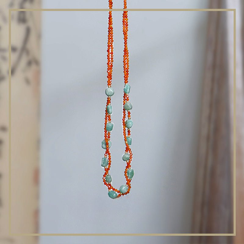 Ancient style women's accessories natural stone handmade beaded necklace - jewelry - weilin.com