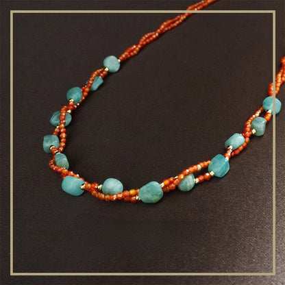 Ancient style women's accessories natural stone handmade beaded necklace - jewelry - weilin.com