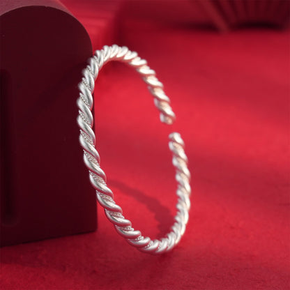 Ancient twisted sterling silver bracelet - jewelry - weilin.com