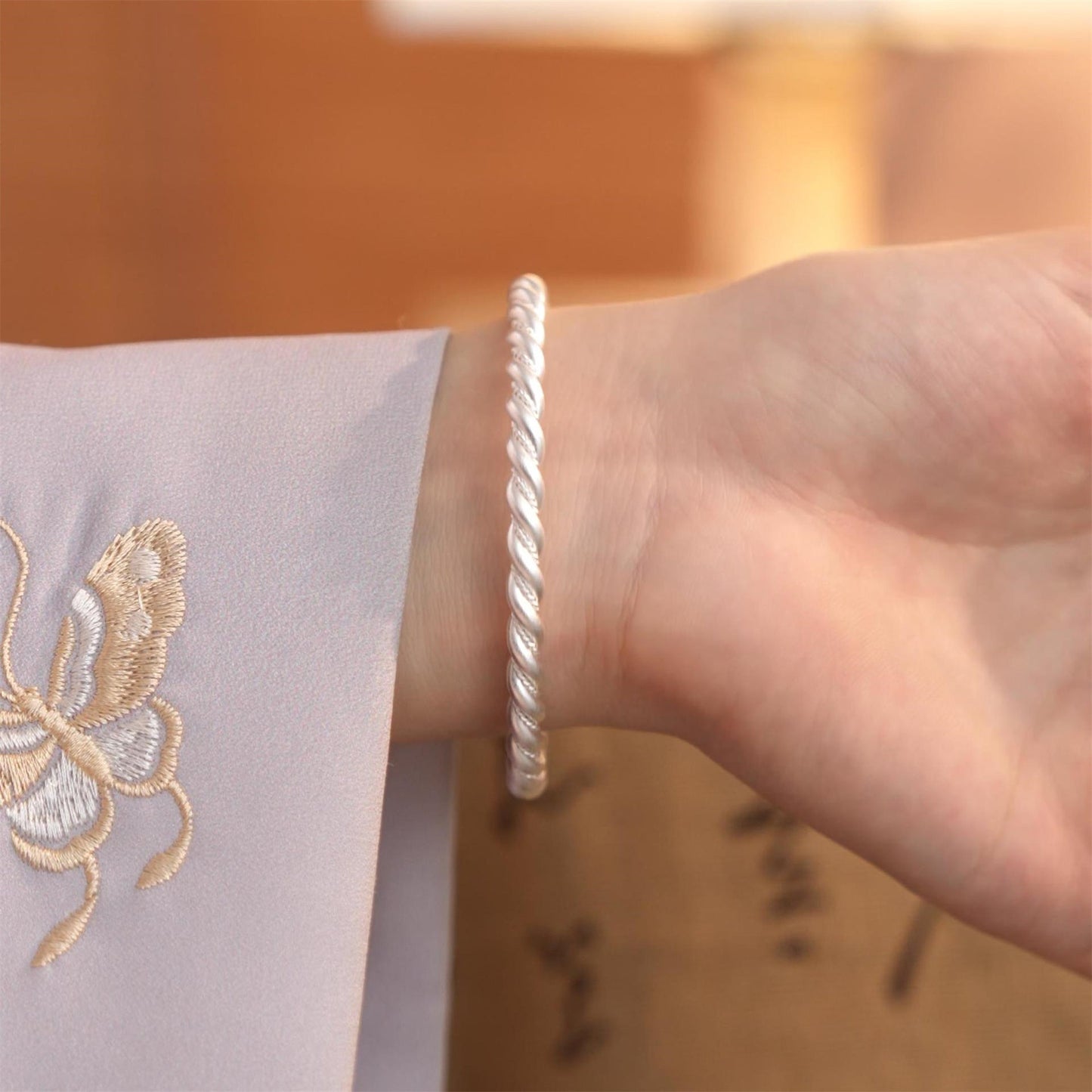 Ancient twisted sterling silver bracelet - jewelry - weilin.com