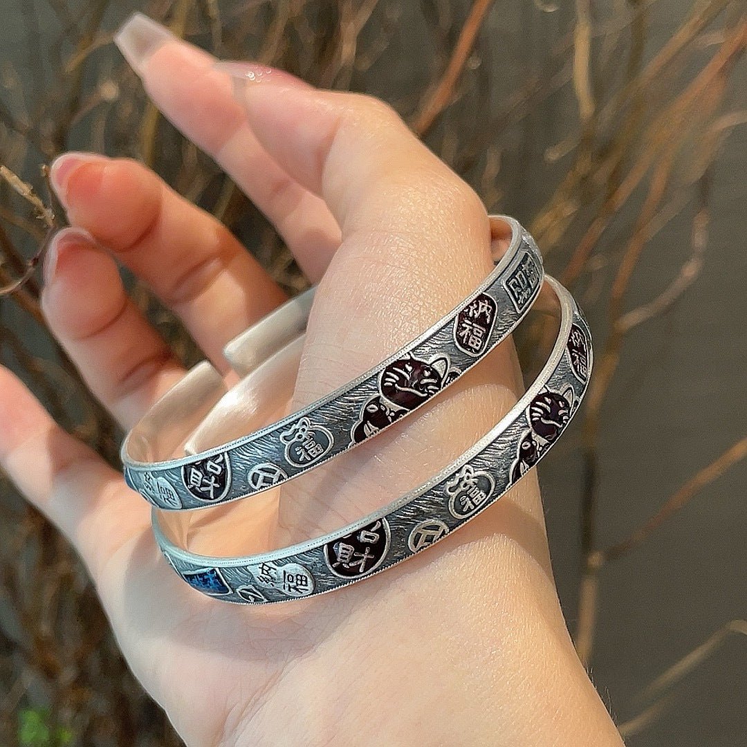 Artistic retro sterling silver bracelet - jewelry - weilin.com