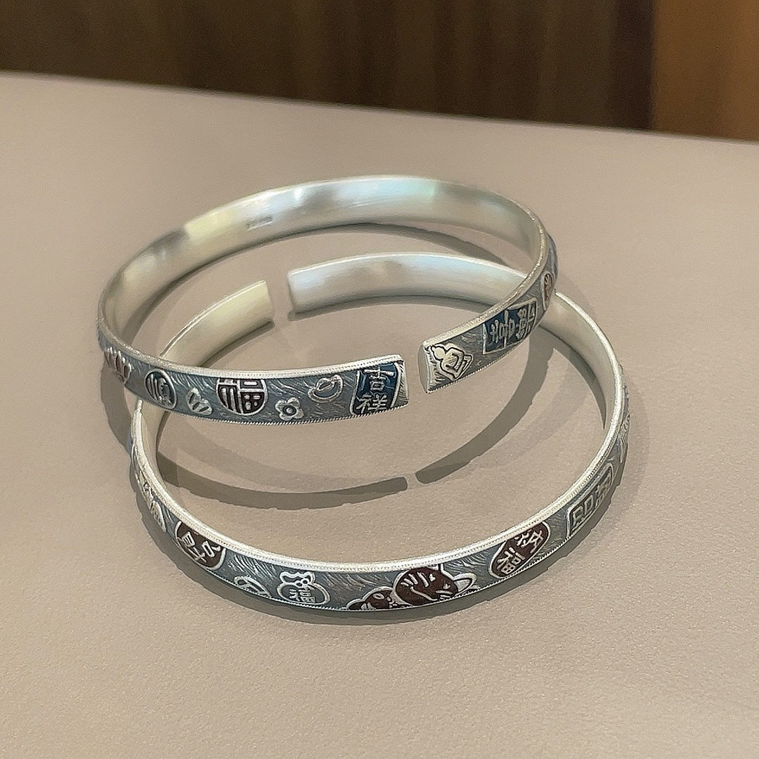 Artistic retro sterling silver bracelet - jewelry - weilin.com