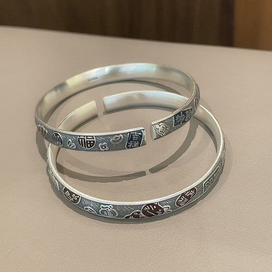 Artistic retro sterling silver bracelet - jewelry - weilin.com