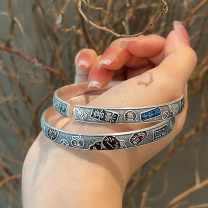 Artistic retro sterling silver bracelet - jewelry - weilin.com