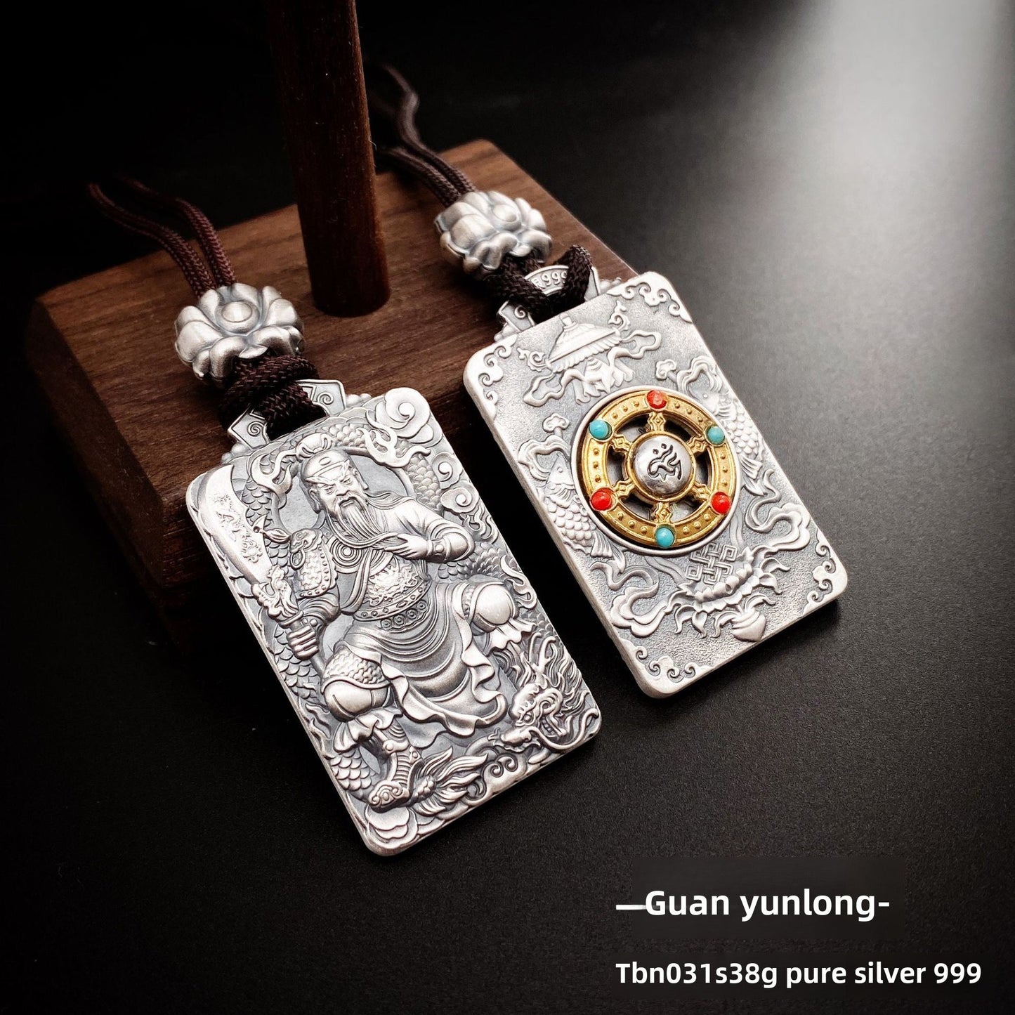 Auspicious Eight Treasures Sterling Silver Pendant Necklace - jewelry - weilin.com