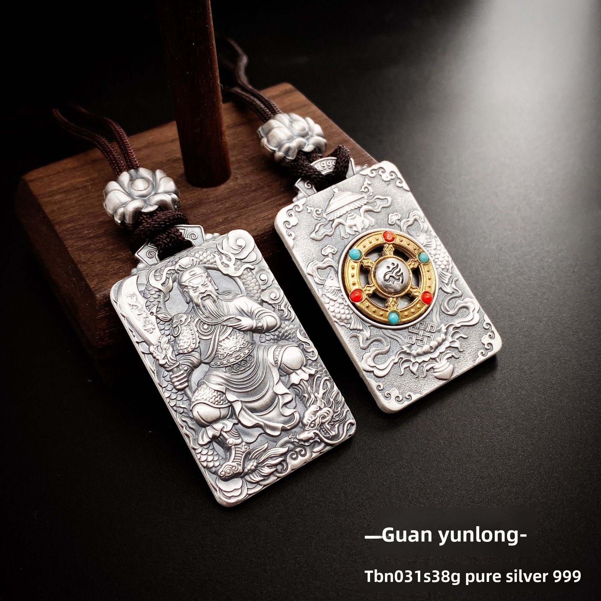 Auspicious Eight Treasures Sterling Silver Pendant Necklace - jewelry - weilin.com