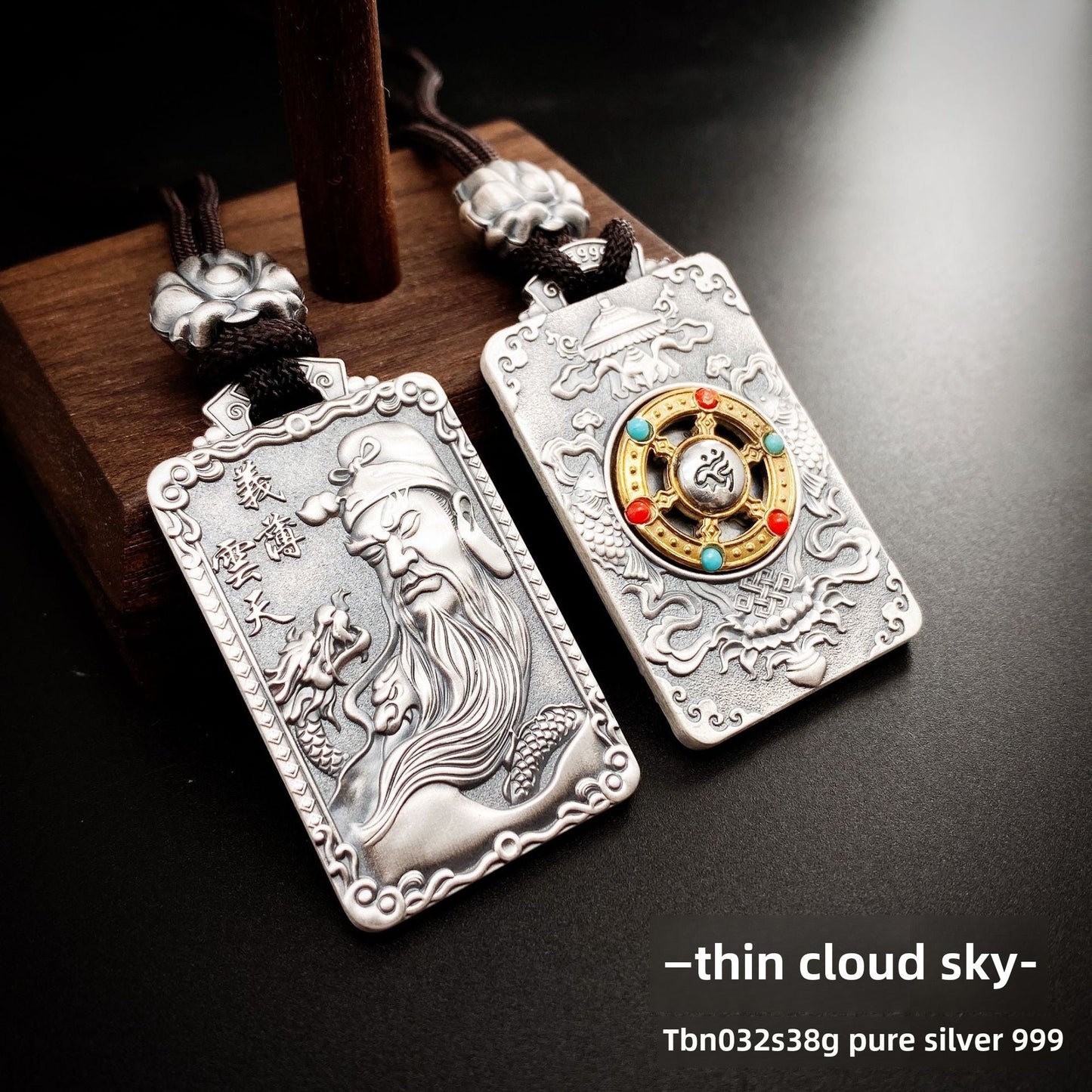 Auspicious Eight Treasures Sterling Silver Pendant Necklace - jewelry - weilin.com