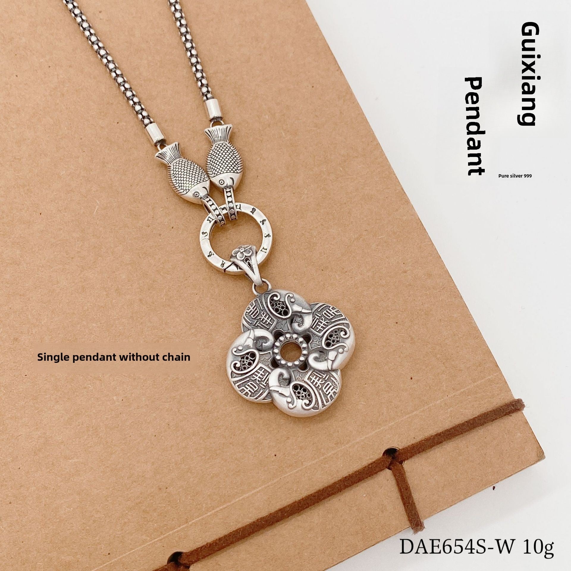 Auspicious sterling silver pendant - jewelry - weilin.com