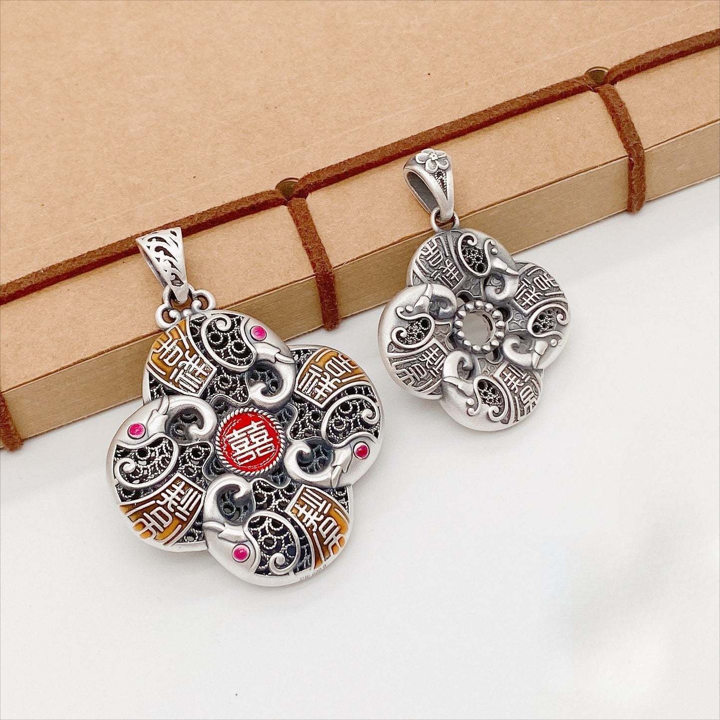 Auspicious sterling silver pendant - jewelry - weilin.com