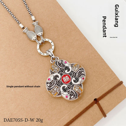 Auspicious sterling silver pendant - jewelry - weilin.com