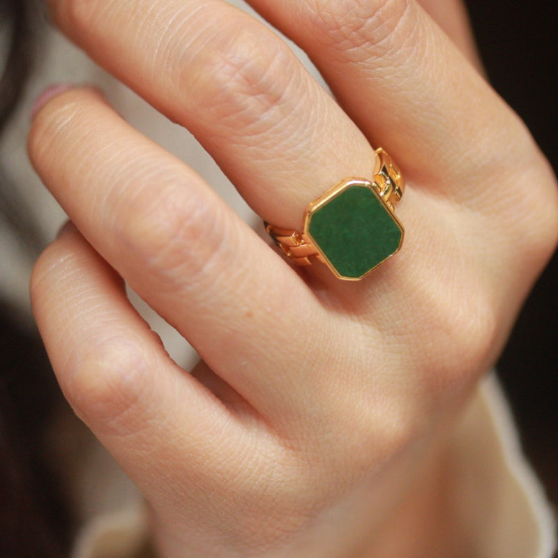 Natural Jadeite Peace Buckle Ring