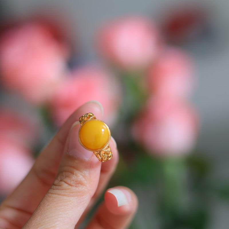Natural Beeswax Amber Ring