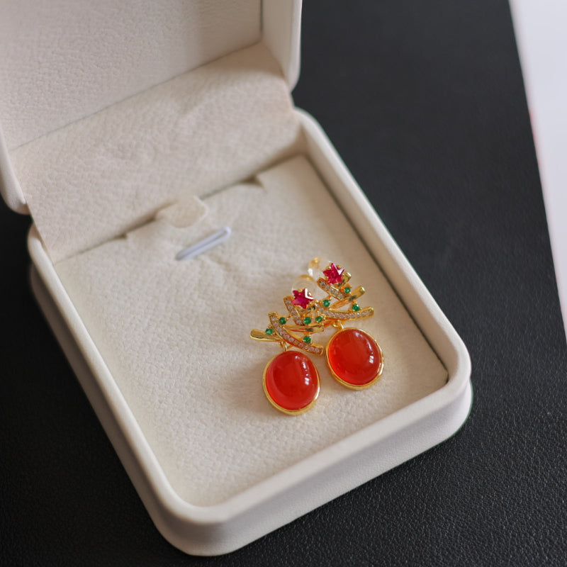 Natural Ice Red Agate Earrings