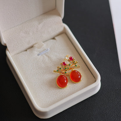 Natural Ice Red Agate Earrings