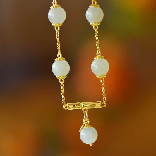 925 Silver Inlaid Enamel and Hetian Nephrite "Steady Progress" Bracelet