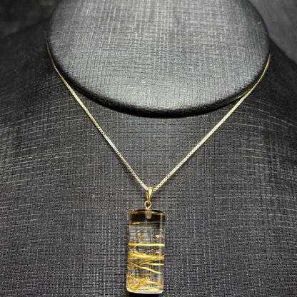 Natural Rutilated Quartz Cylinder Collarbone Necklace
