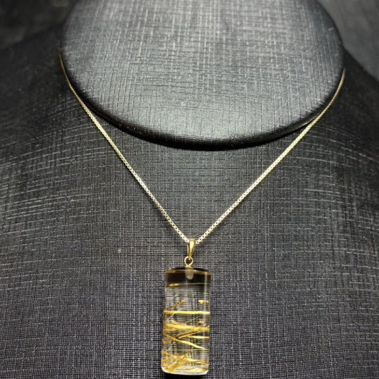 Natural Rutilated Quartz Cylinder Collarbone Necklace