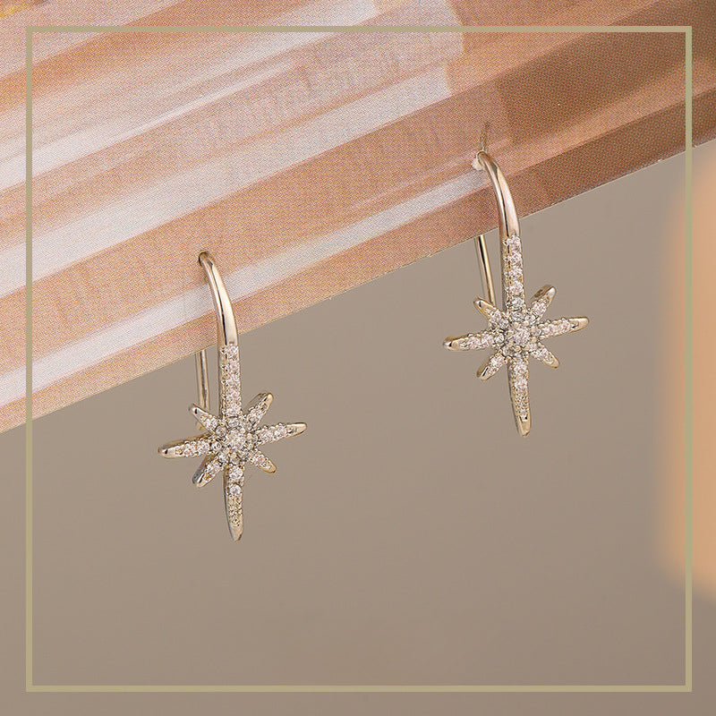 Fashionable and exquisite eight-pointed star zircon earrings - jewelryweilin