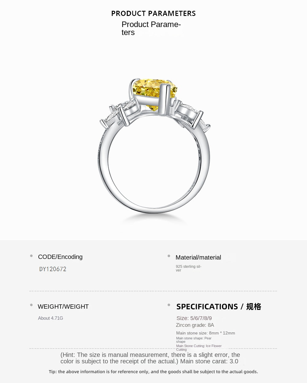 Classic noble shining ice flower cut high carbon diamond zircon ring - jewelryweilin