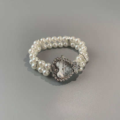 Heart-shaped hot girl pearl electronic watch