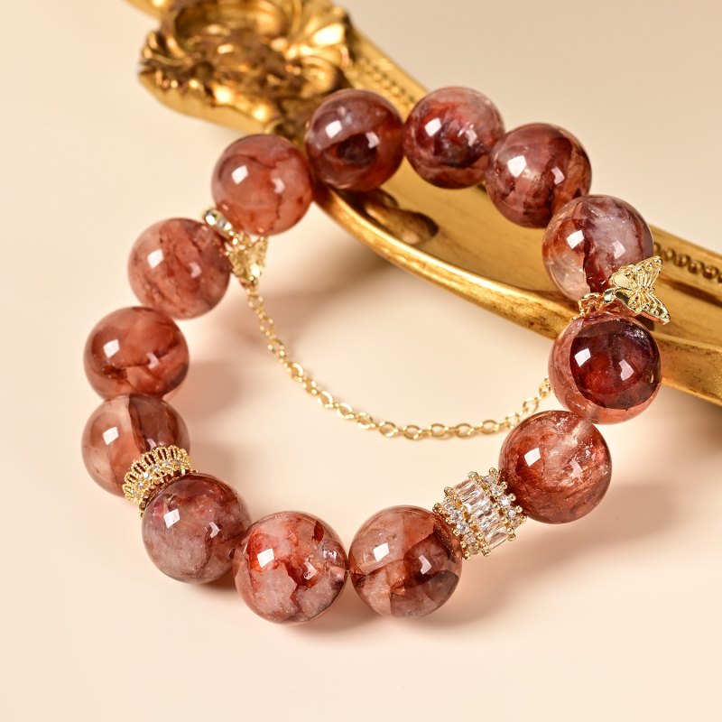 Red Gum Flower Crystal Bracelet