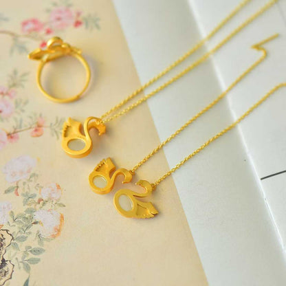 Premium ancient-style silver jewelry with swan symbolizing grace and beauty