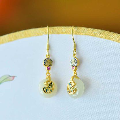 Close-up of traditional peace buckle design Hetian jade pendant in sterling silver