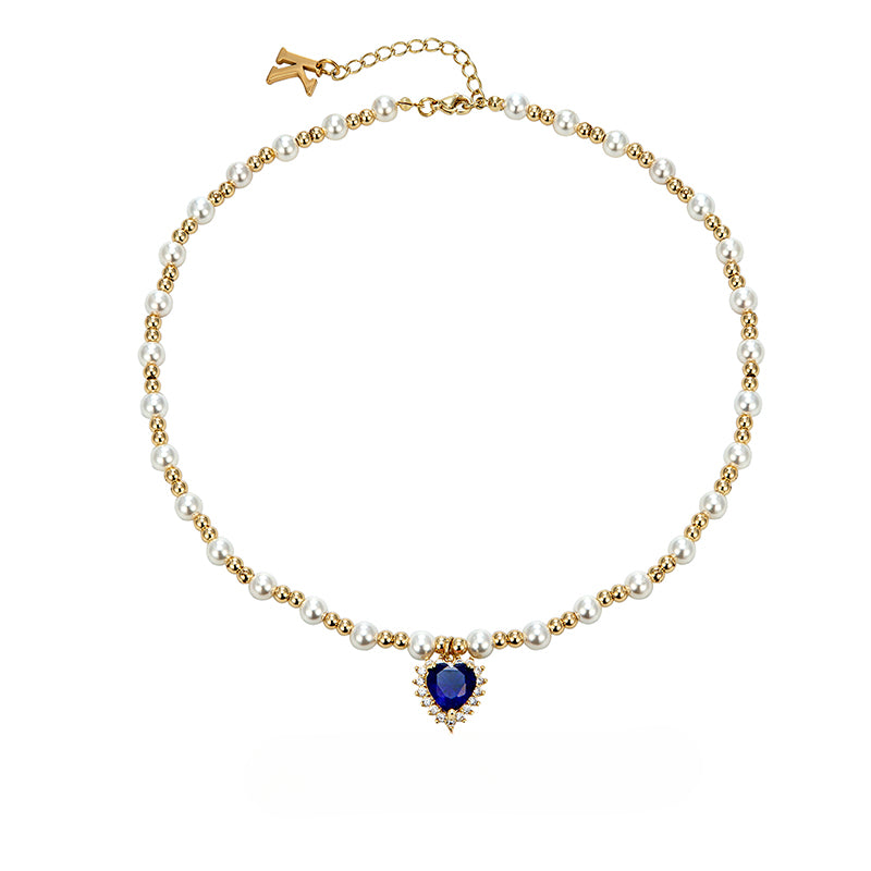 Hip-hop colored diamond heart necklace