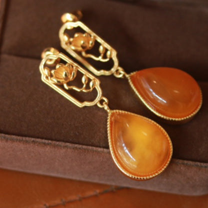 Natural Aged Amber Earrings
