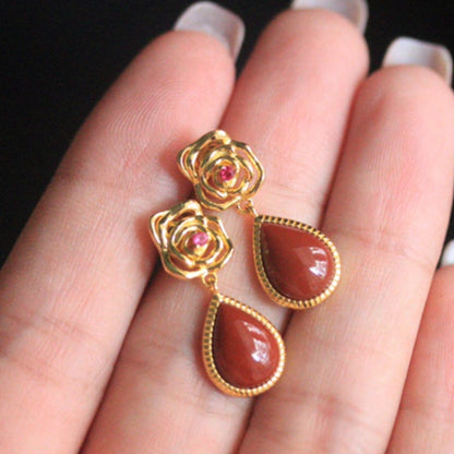 Natural Nanhong Agate Earrings