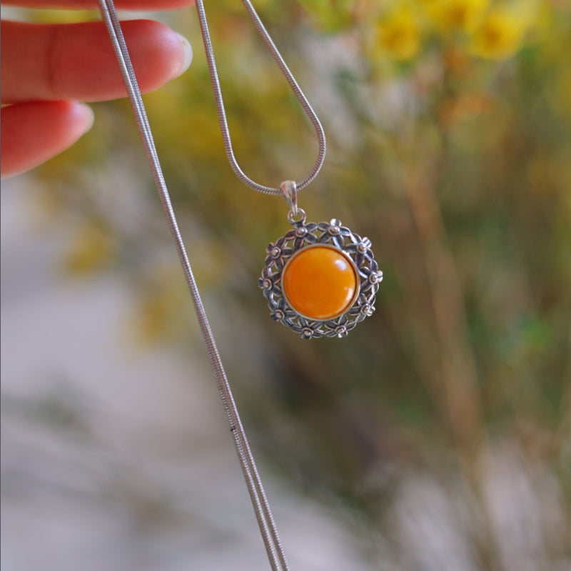 Natural Aged Beeswax Amber Pendant