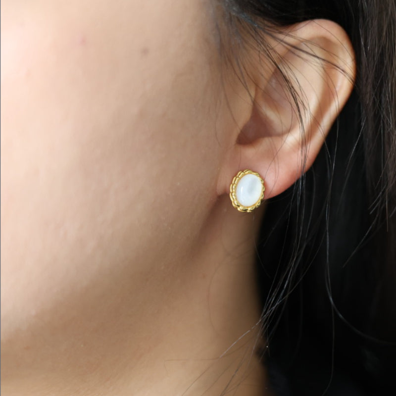 Natural White Mother of Pearl Stud Earrings