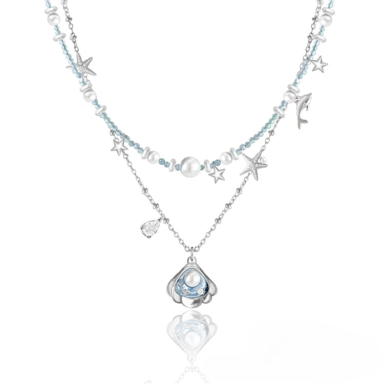 Secret language blue sea star necklace