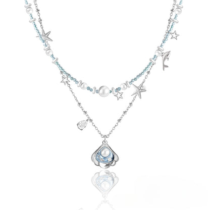 Secret language blue sea star necklace