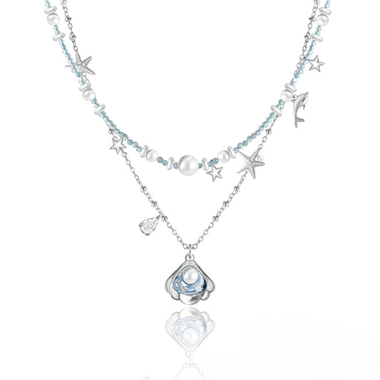 Secret language blue sea star necklace