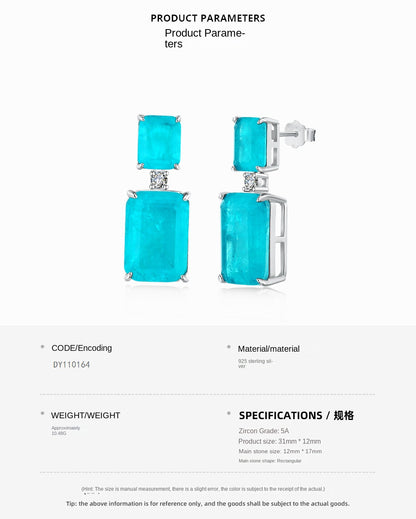 High-end clear blue earrings - jewelryweilin