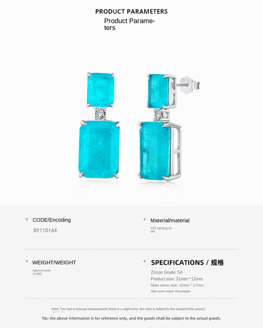 High-end clear blue earrings - jewelryweilin