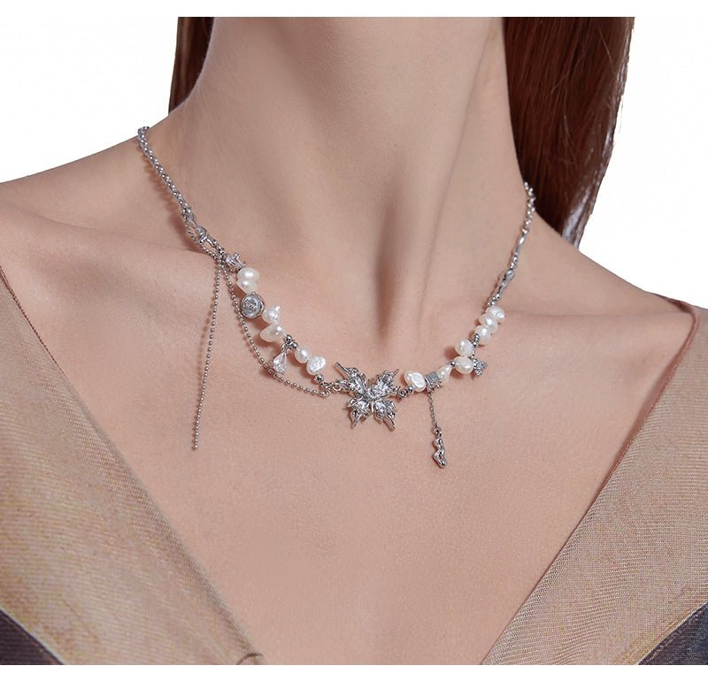 Baroque butterfly pearl necklace - jewelry - weilin.com