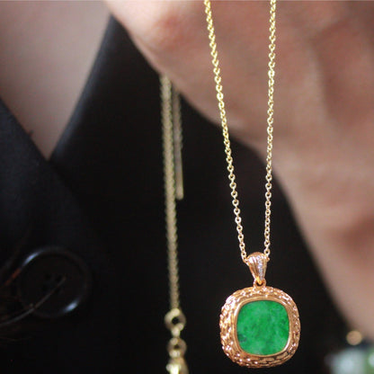 Natural Burmese Jadeite Peace Tablet Pendant
