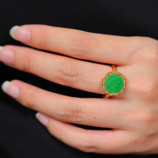 Natural Burmese Jadeite Roman Ring