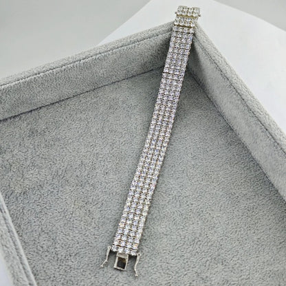 Fashionable, bold and sparkling cubic zirconia multi-row bracelet✨闪耀方晶锆石宽版手链✨ - jewelryweilin