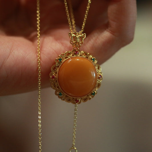 Natural Antique Beeswax Amber Pendant