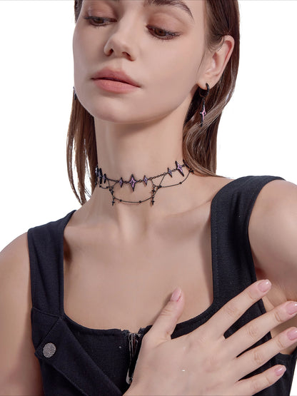 Punk pink starburst lock necklace