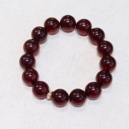 Natural Large Blood Amber Round Bead Bracelet